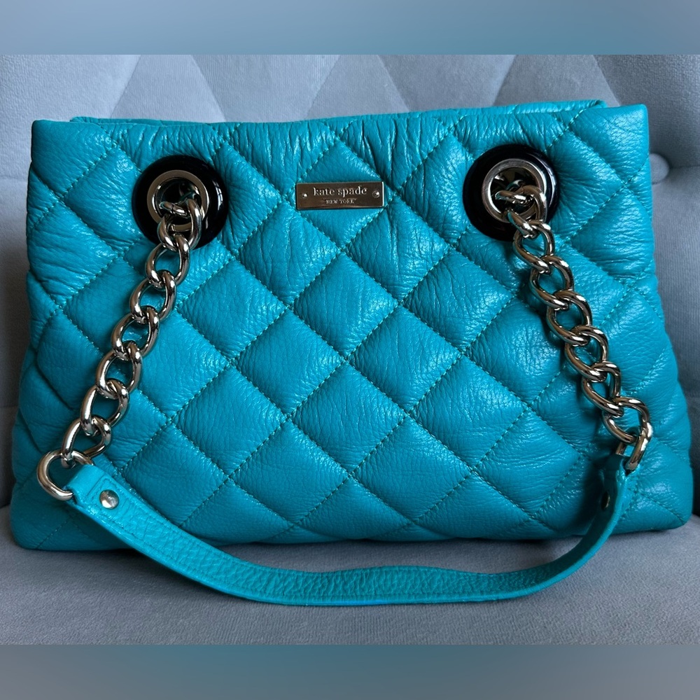 Kate ♠️ Spade Quilted turquoise Leather Shoulder Bag